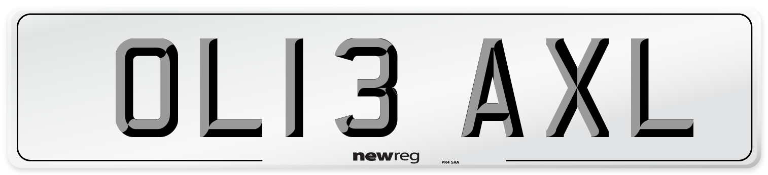 OL13 AXL Number Plate from New Reg